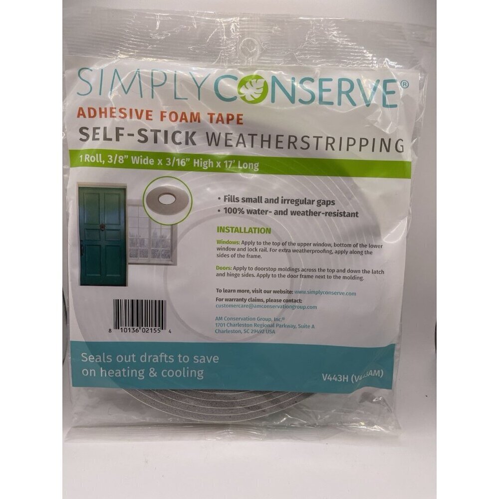 2 Simply Conserve Window Insulating Kit Indoor Film 5-Pack 36"x60" 2 Foam Tape - Picture 5 of 7